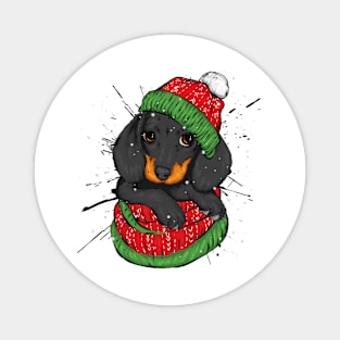 Cute Dog Christmas Magnet